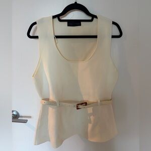 Zara Cream Textured Sleeveless Top with Belt
